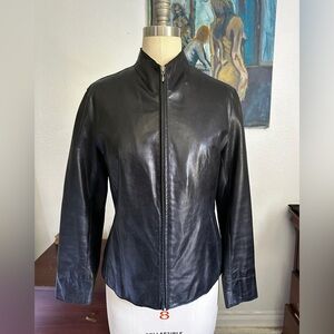 Preview Collection Black Leather Zip-Front Women's Jacket